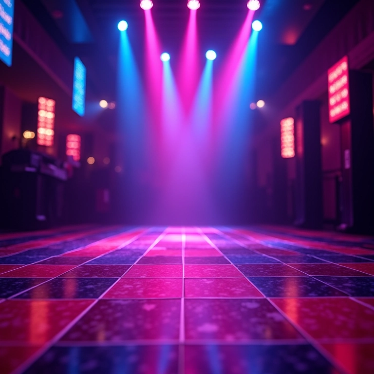 Pista de dança de boate iluminada com luzes LED dinâmicas.