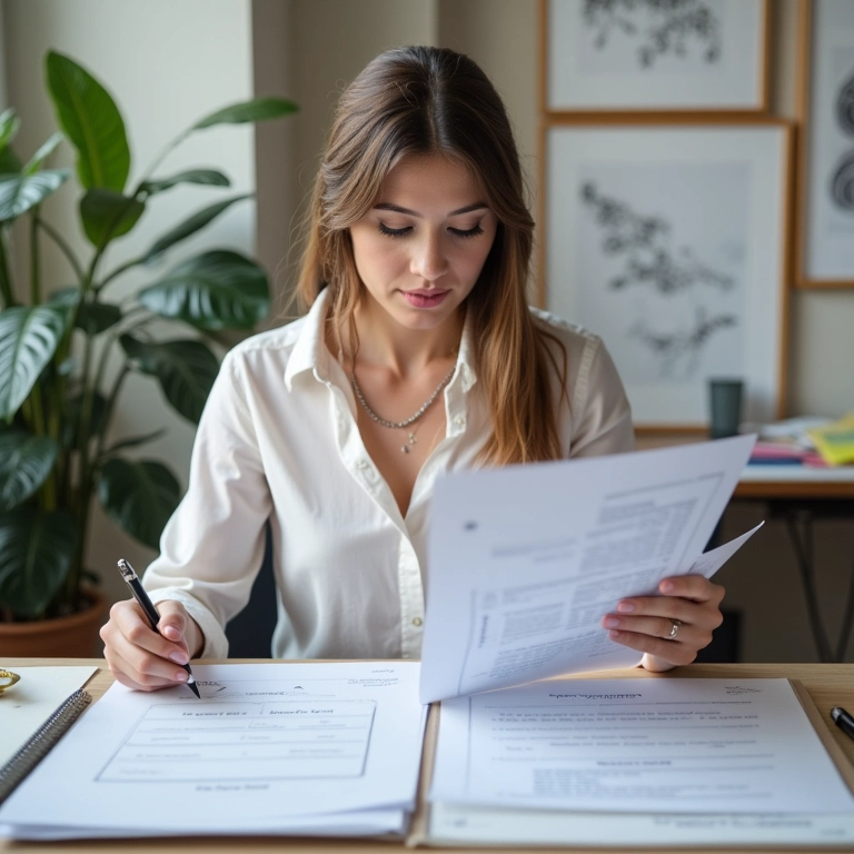 Planejadora de casamento revisando cronograma e mood board.