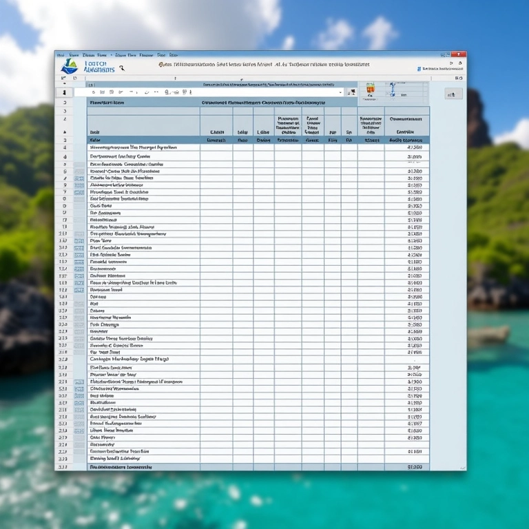 Planilha de orçamento detalhado para casamento no Taiti.