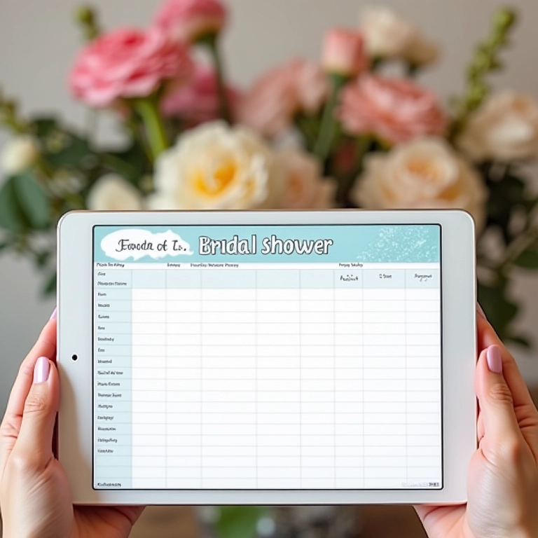 Planilha de planejamento para decoração de chá de panela.