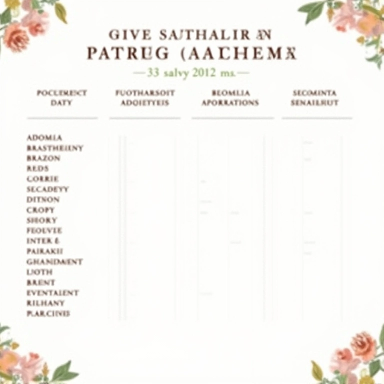 Planilha resumo com formas de homenagear os pais no casamento.