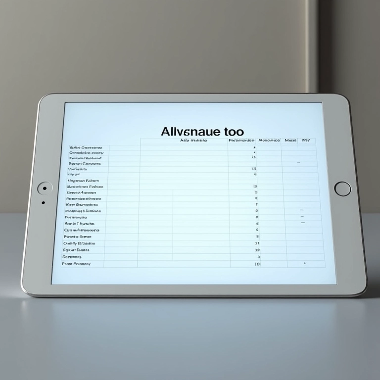 Planilha resumo em tablet comparando alternativas à chuva de arroz.