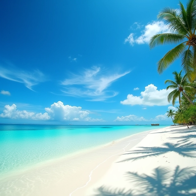 Praia do Taiti com céu azul e tempo ensolarado.