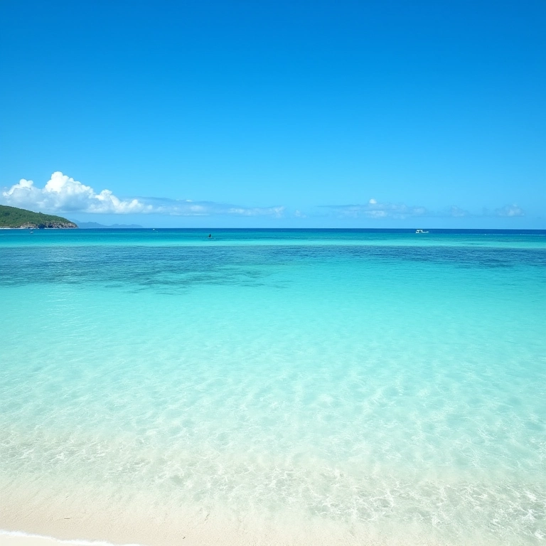 Praia tranquila de águas turquesa nas Ilhas Maurício.