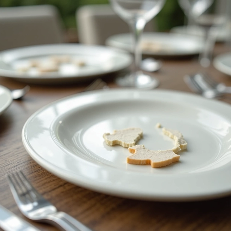 Prato quebrado entre louças alugadas, mostrando a política de danos.