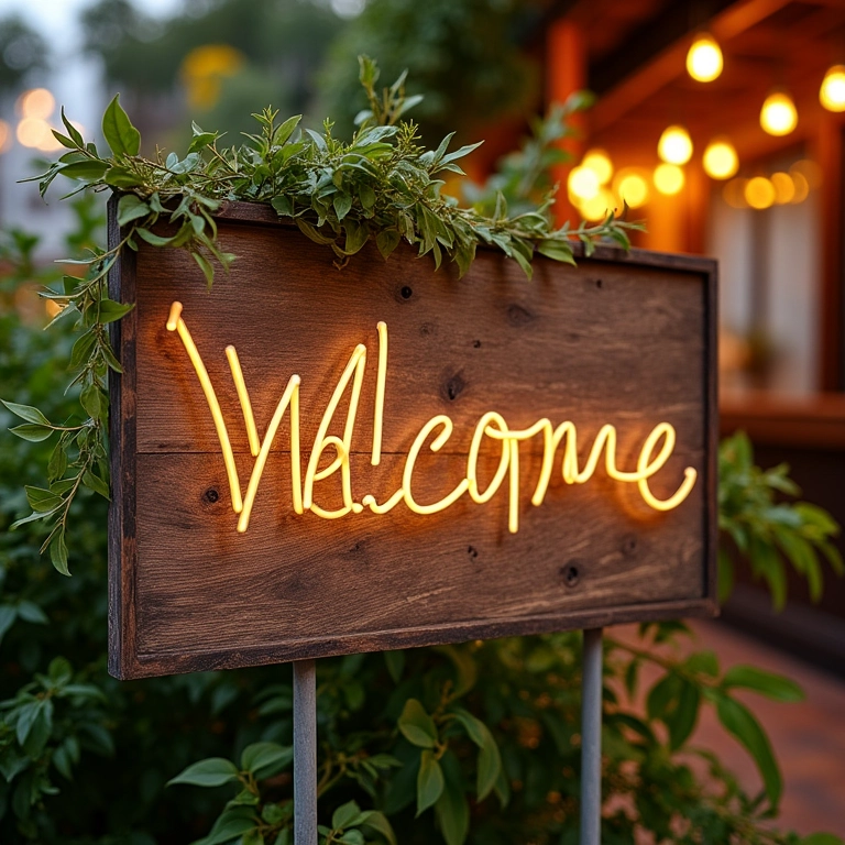 Quadro de boas-vindas reutilizado em diferentes eventos.