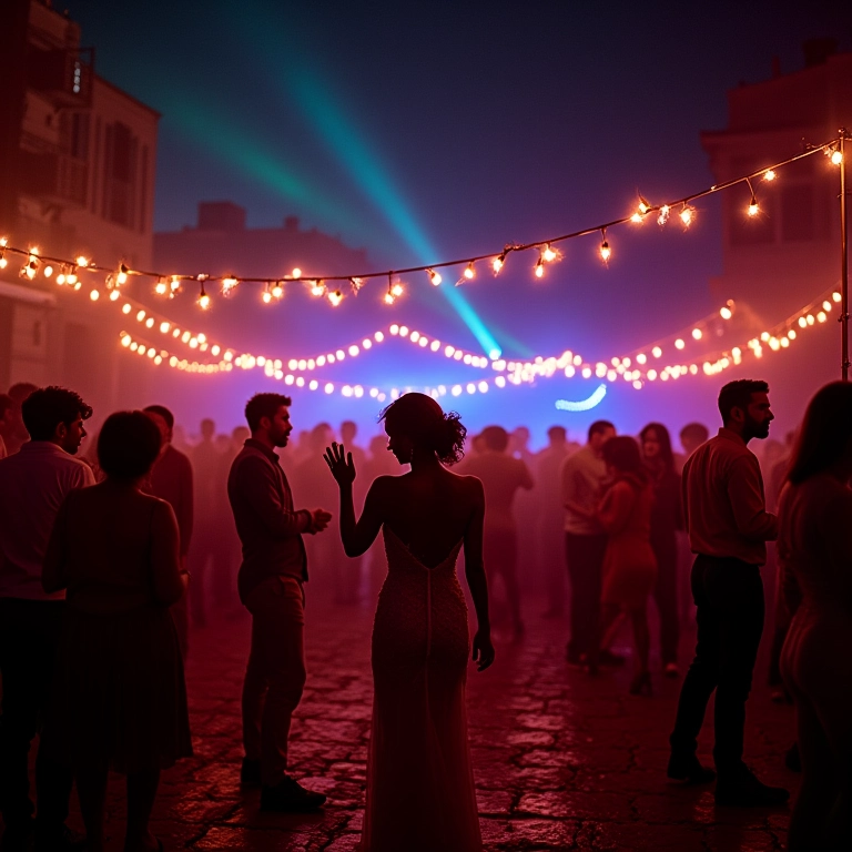 Recepção de casamento brasileira com iluminação cênica emocionante.