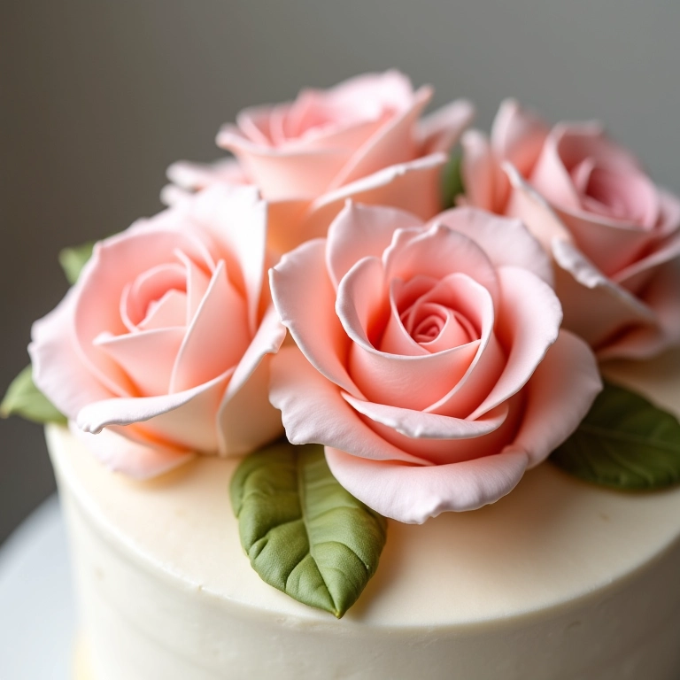 Rosas de buttercream decorando um bolo.