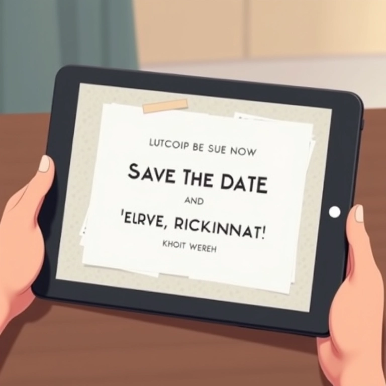 Save the Date virtual em um tablet.