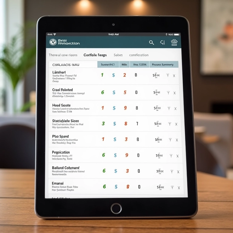 Tabela resumo para escolher fornecedores de casamento.
