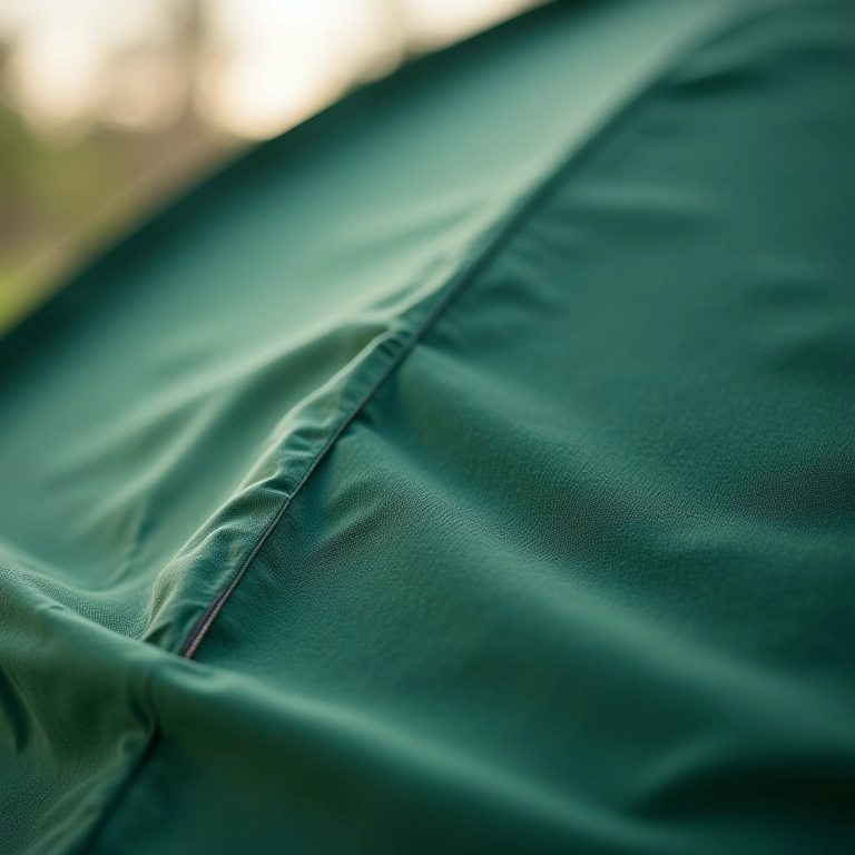 Tecido durável de tenda em close-up.