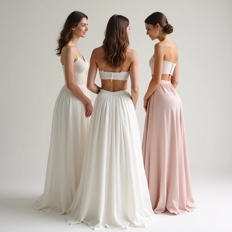 Tipos de saia e cropped para noiva.