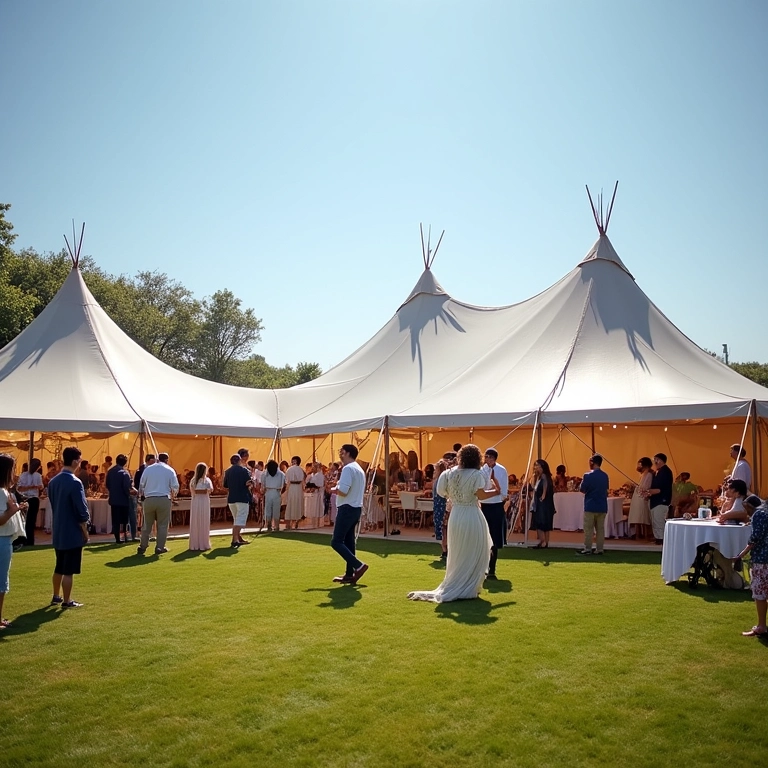 Tipos de tendas para casamento: marquee, tipi e clear span.