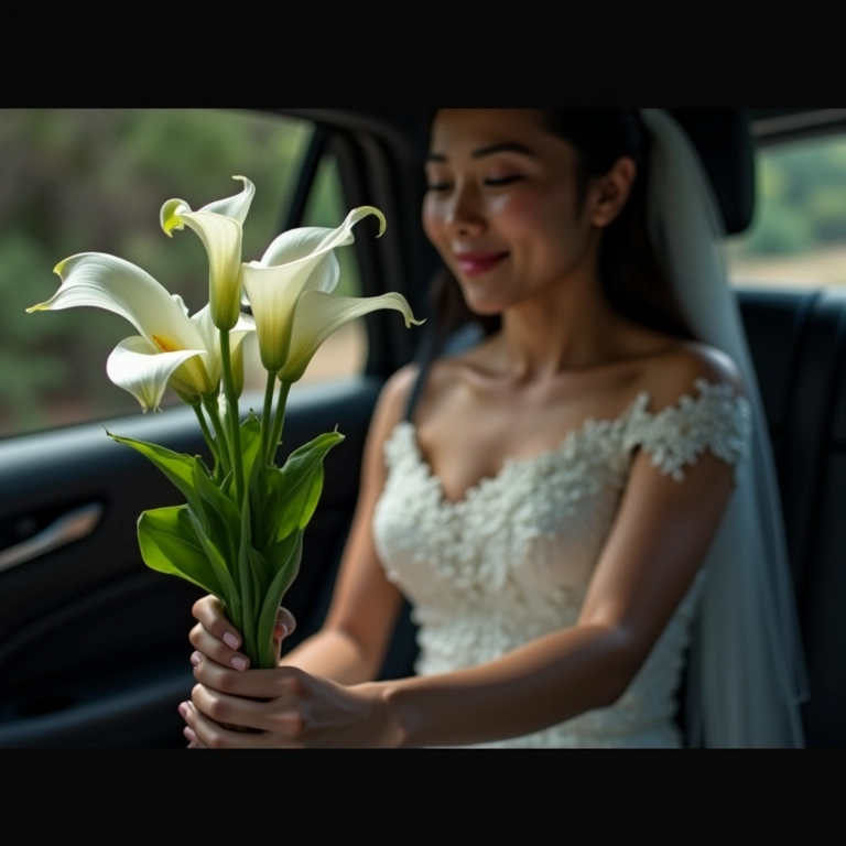 Transportando o buquê de callas