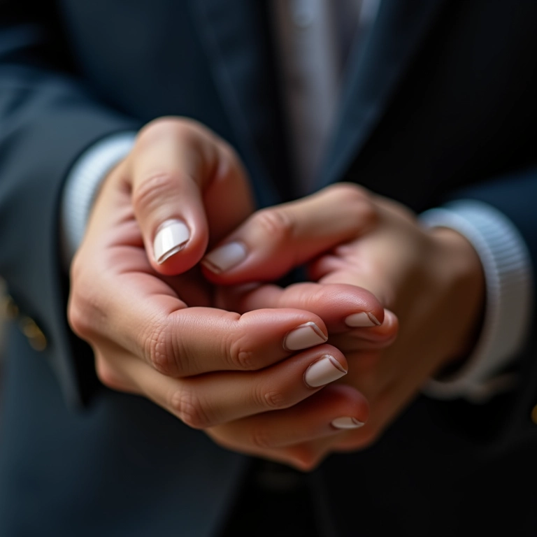 Unhas bem cuidadas do noivo, detalhe que impressiona.
