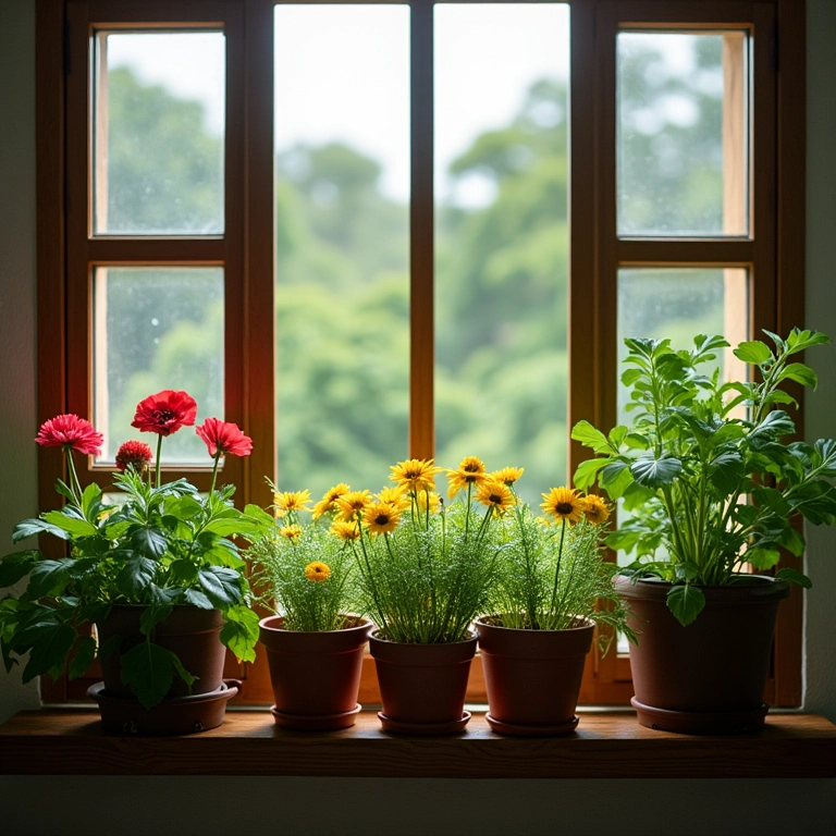 Varanda pequena com plantas ideais para espaços compactos.