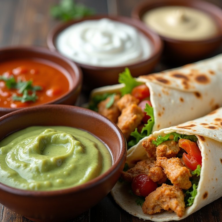 Molhos deliciosos para acompanhar o wrap de frango.