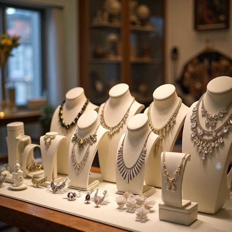 Vitrine de loja com acessórios elegantes para mães de noivos.