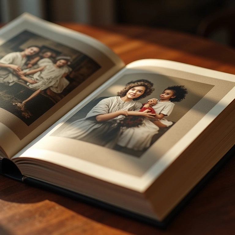 Álbum de fotos antigas da família como presente para os avós no casamento.