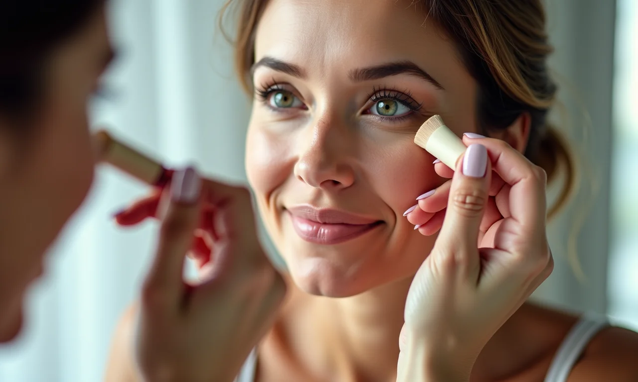 Aplicação de corretivo para iluminar o rosto.