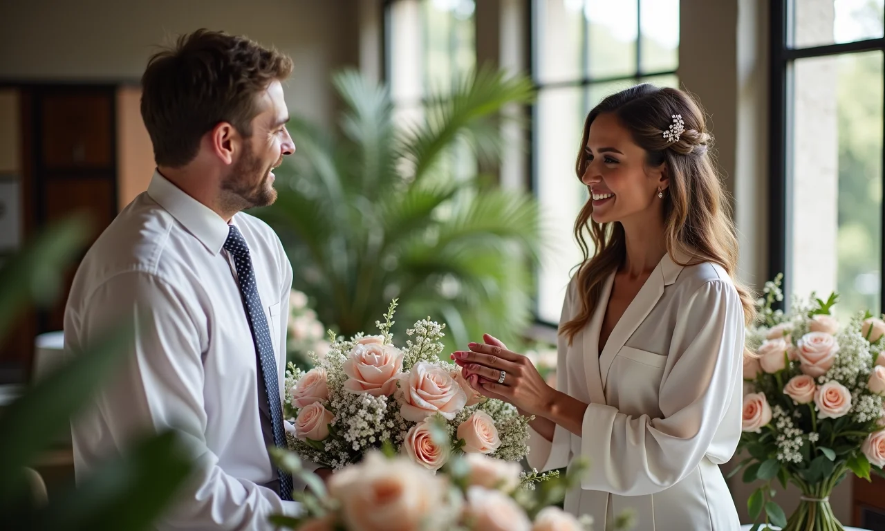 Arquiteta de casamentos dando dicas sobre arranjos florais.