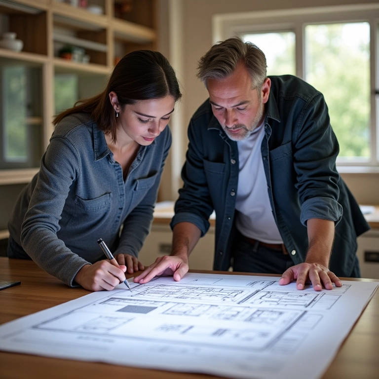 Arquiteta planejando iluminação de LED para casamento.