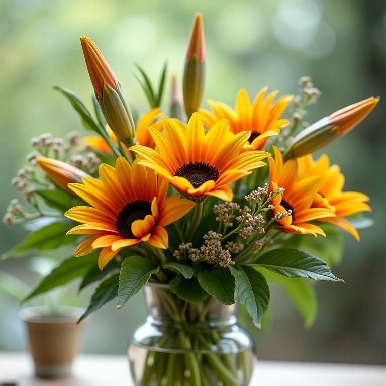 Arranjo de flores sustentável com flores nativas brasileiras.
