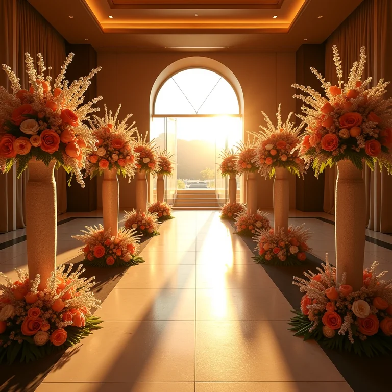 Arranjos altos em casamento moderno no Brasil