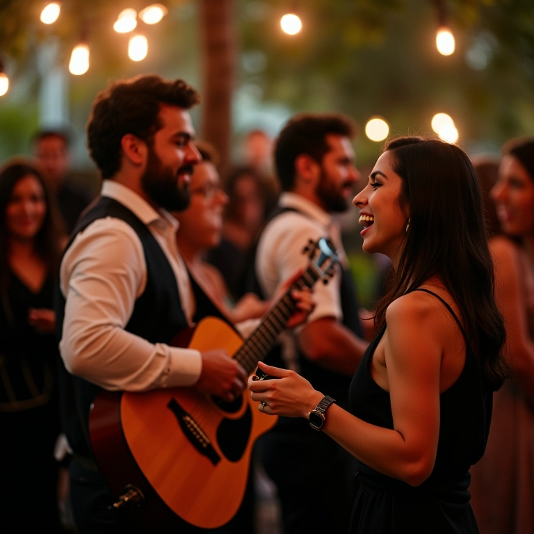 Banda acústica em casamento intimista no Brasil.