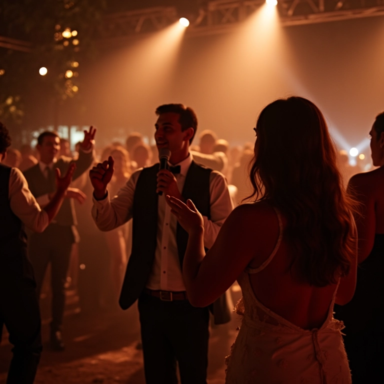 Banda tocando música ao vivo em festa de casamento.