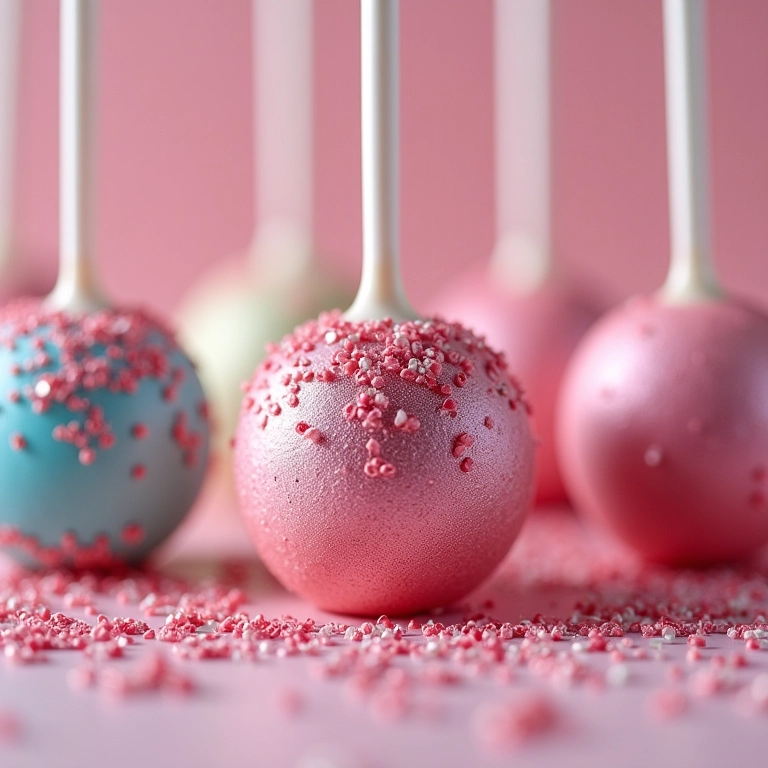 Cake pops decorados com glitters comestíveis.