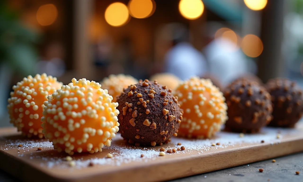 Carrinho de brigadeiro alcoólico com sabores de caipirinha e whisky.