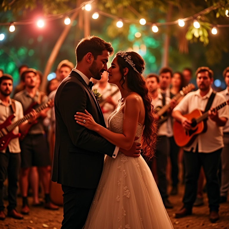 Casal alinha expectativas com banda de casamento.