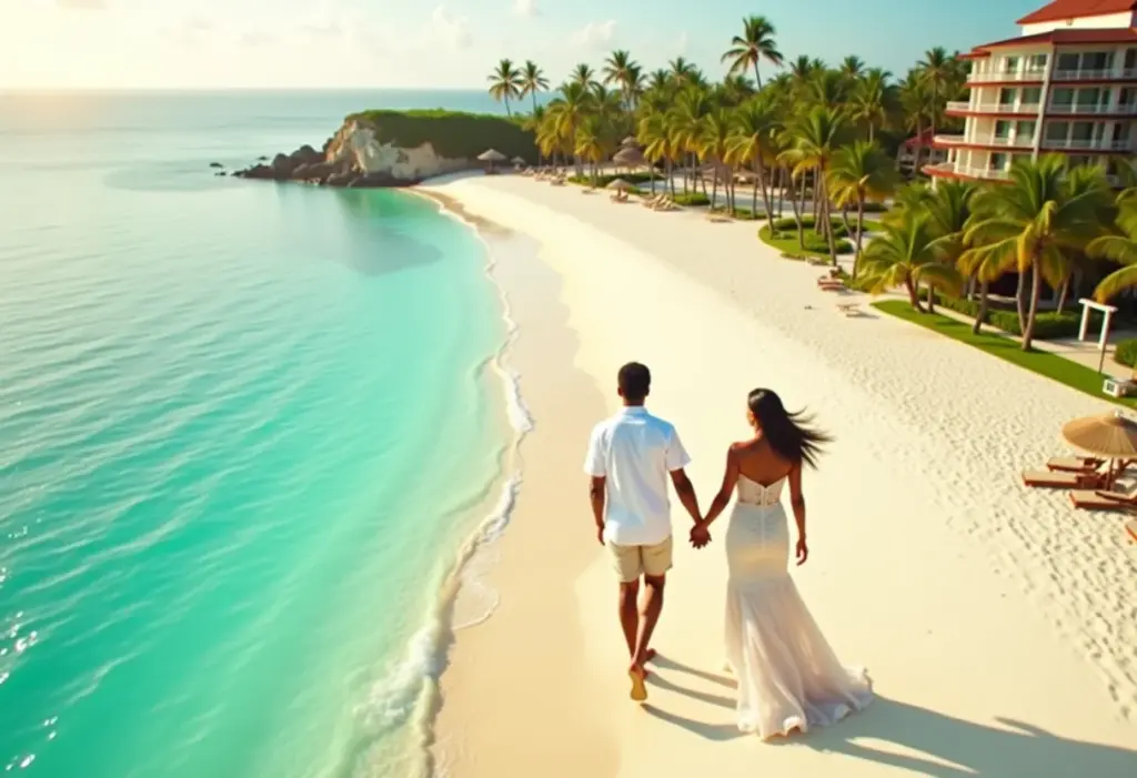 Casal brasileiro aproveitando a lua de mel em Punta Cana