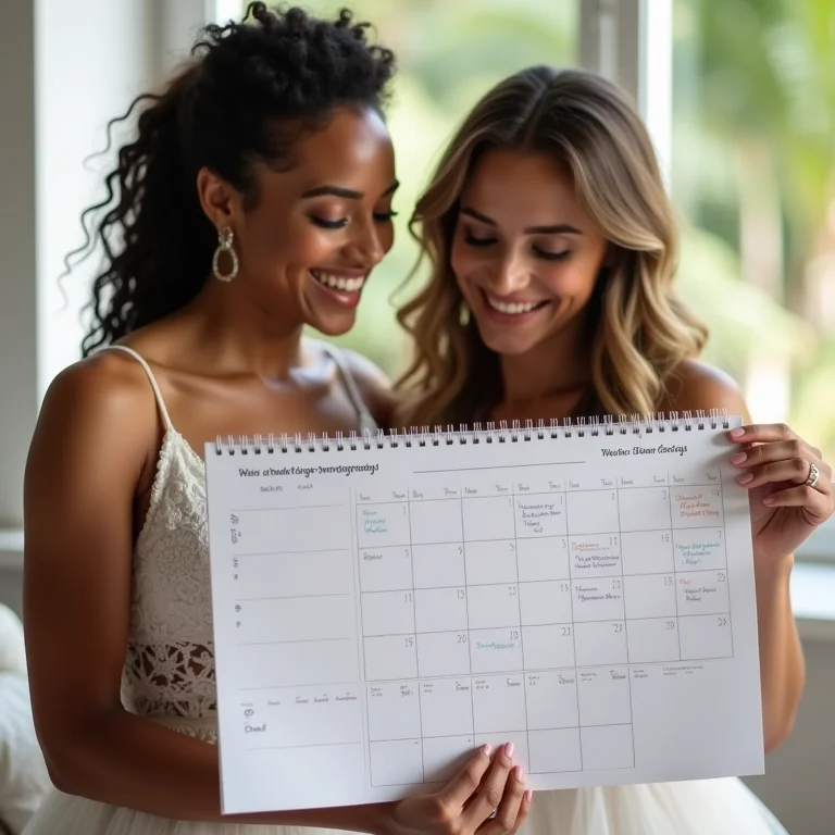 Casal brasileiro flexível com as datas da lua de mel