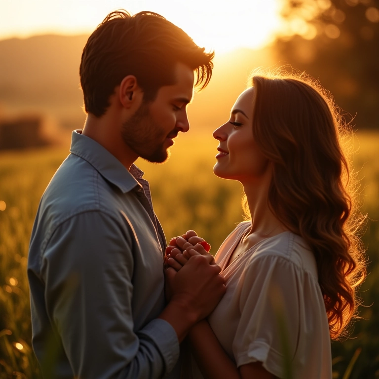 Casal de mãos dadas, olhos fechados, durante o First Look.