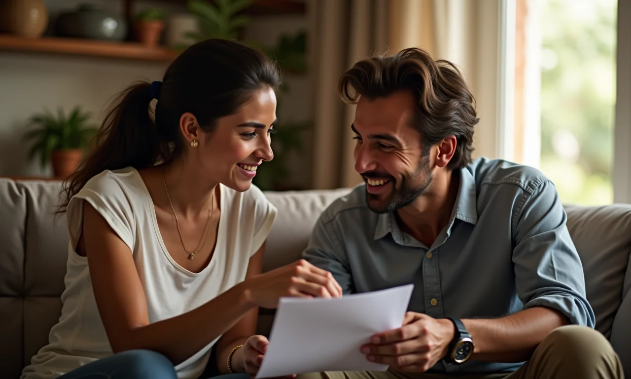 Casal discutindo a lista de convidados do casamento, pensando no número de padrinhos.