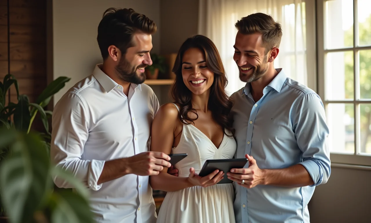 Casal planejando orçamento para economizar na escolha do local do casamento intimista.