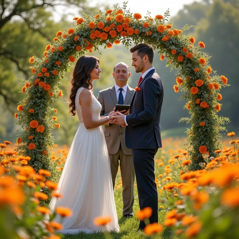 Casamento ao ar livre na primavera com decoração floral exuberante