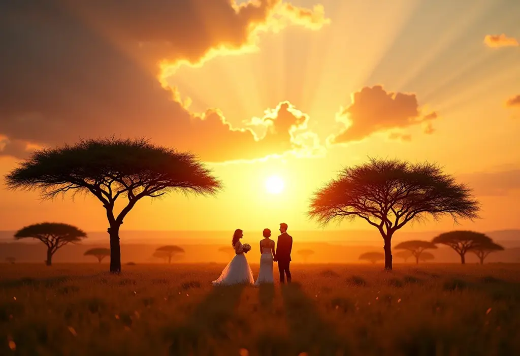 Casamento na África do Sul: O guia para uma cerimônia inesquecível Casamento ao pôr do sol na savana africana