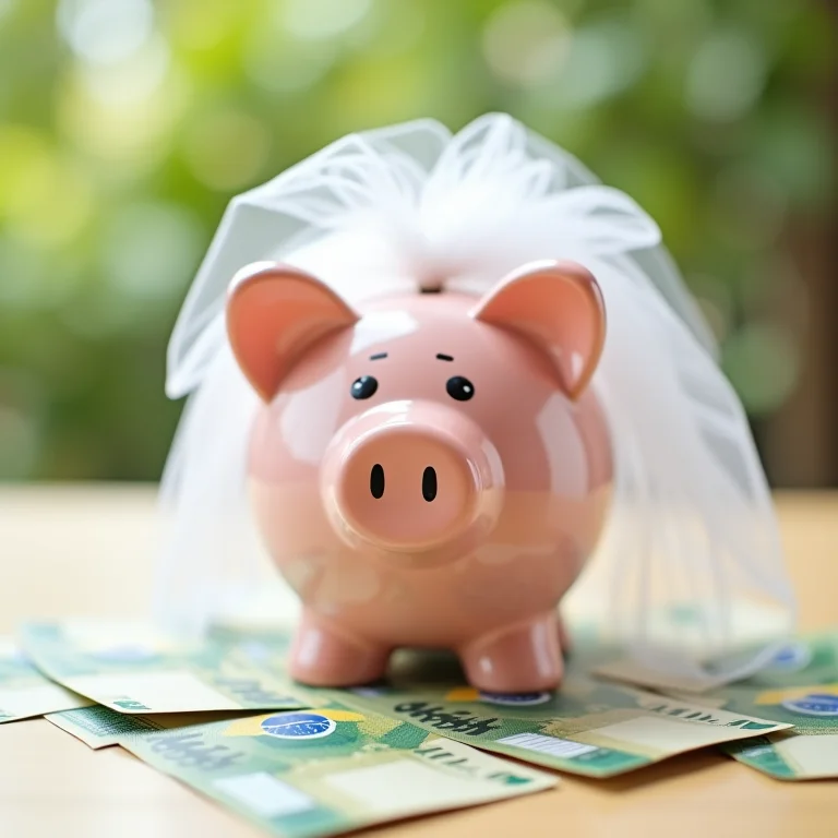 Cofrinho com véu simbolizando a criação de uma conta poupança dedicada à lua de mel