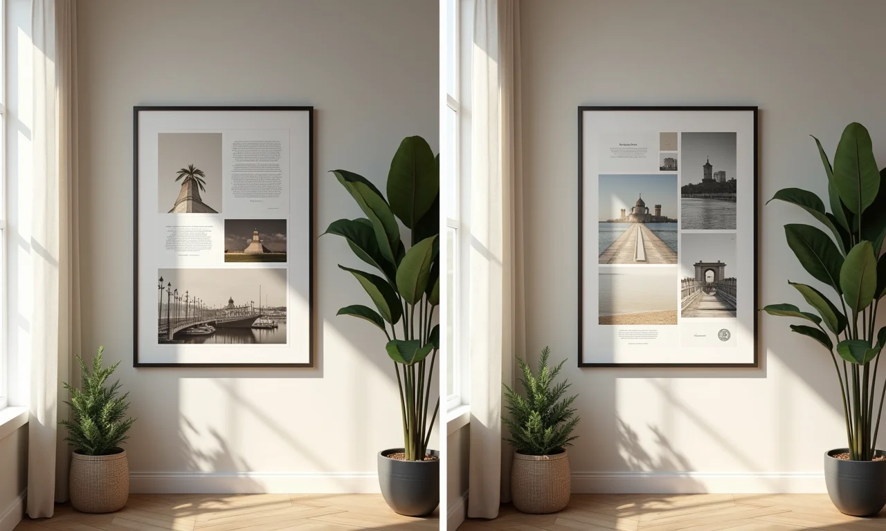 Comparação entre mood board digital e mood board físico.