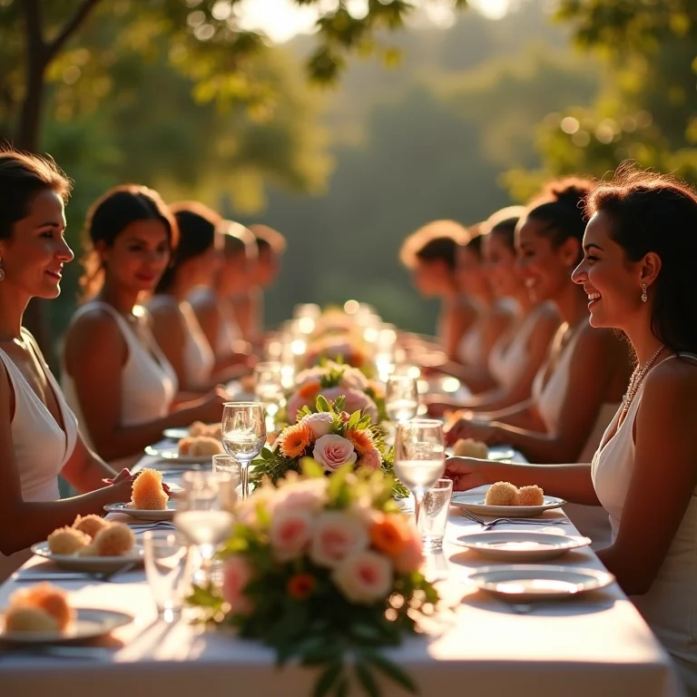 Convidados apreciando sousplats diferentes em casamento