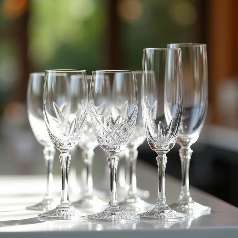 Copos e taças para diferentes bebidas em casamento