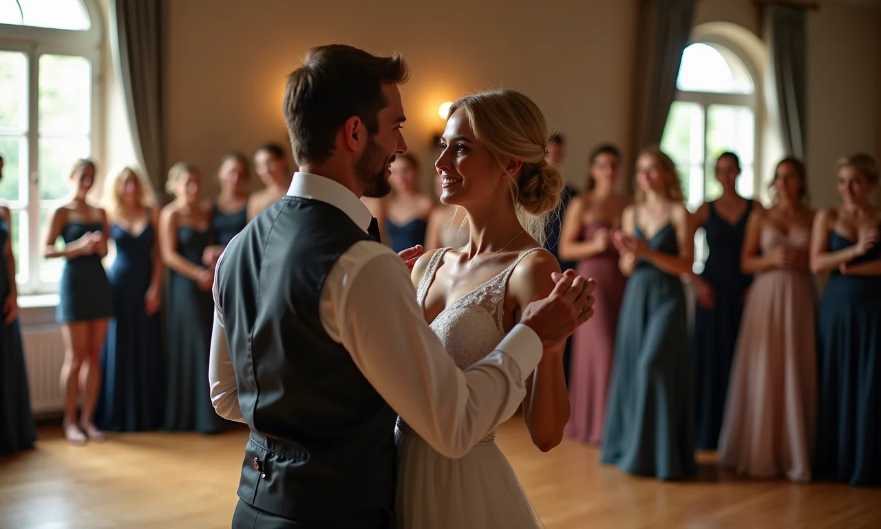 Coreógrafo ensinando coreografia personalizada para noivos.