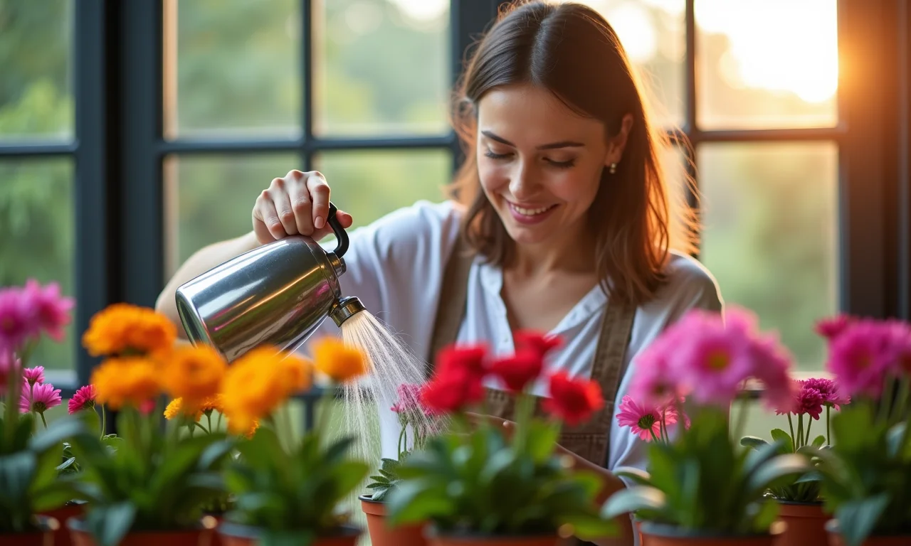 Cuidados com as flores plantadas durante a festa.
