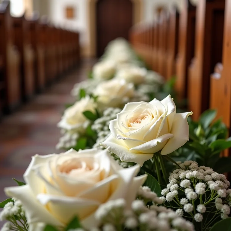 Detalhe de flores brancas em um casamento brasileiro