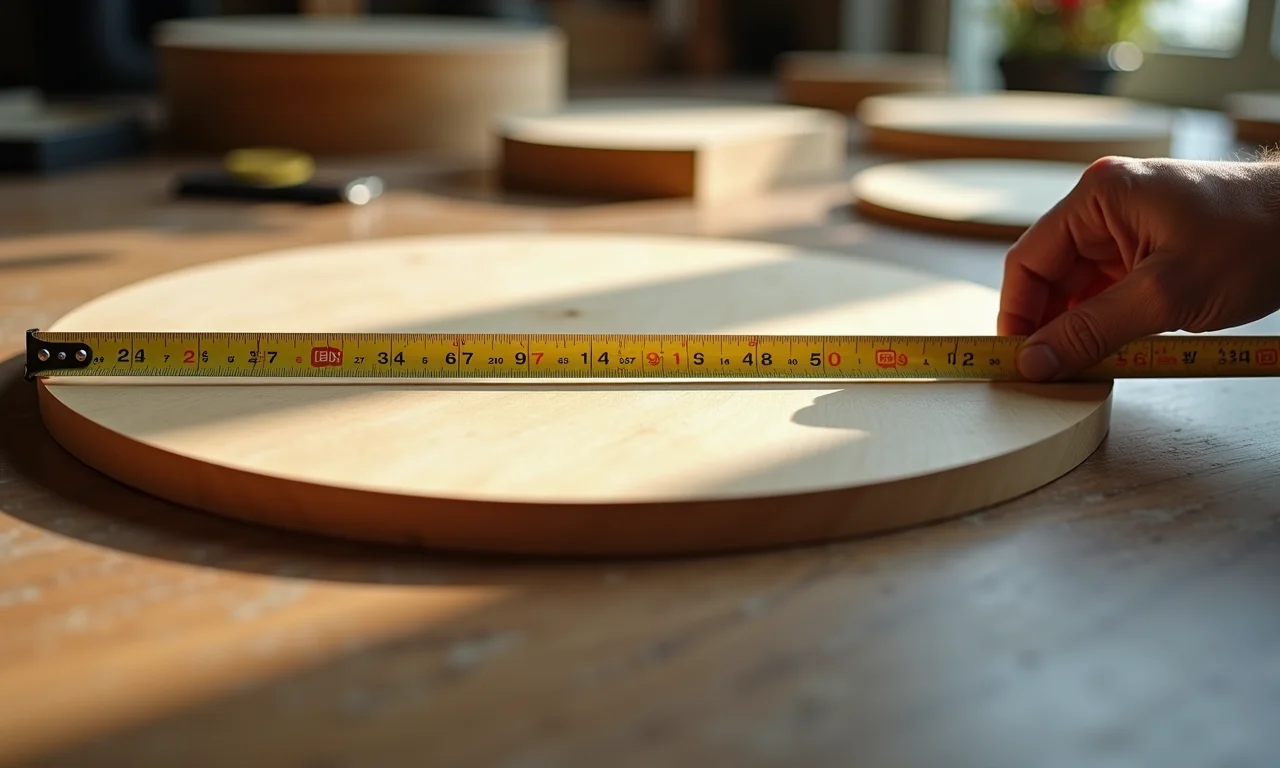 Fita métrica mostrando o diâmetro de um painel redondo.