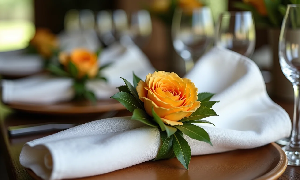 Ideias criativas de porta-guardanapos com flores.