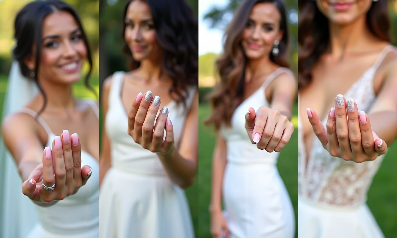 Inspirações de francesinha para noiva: clássica, glitter, colorida.